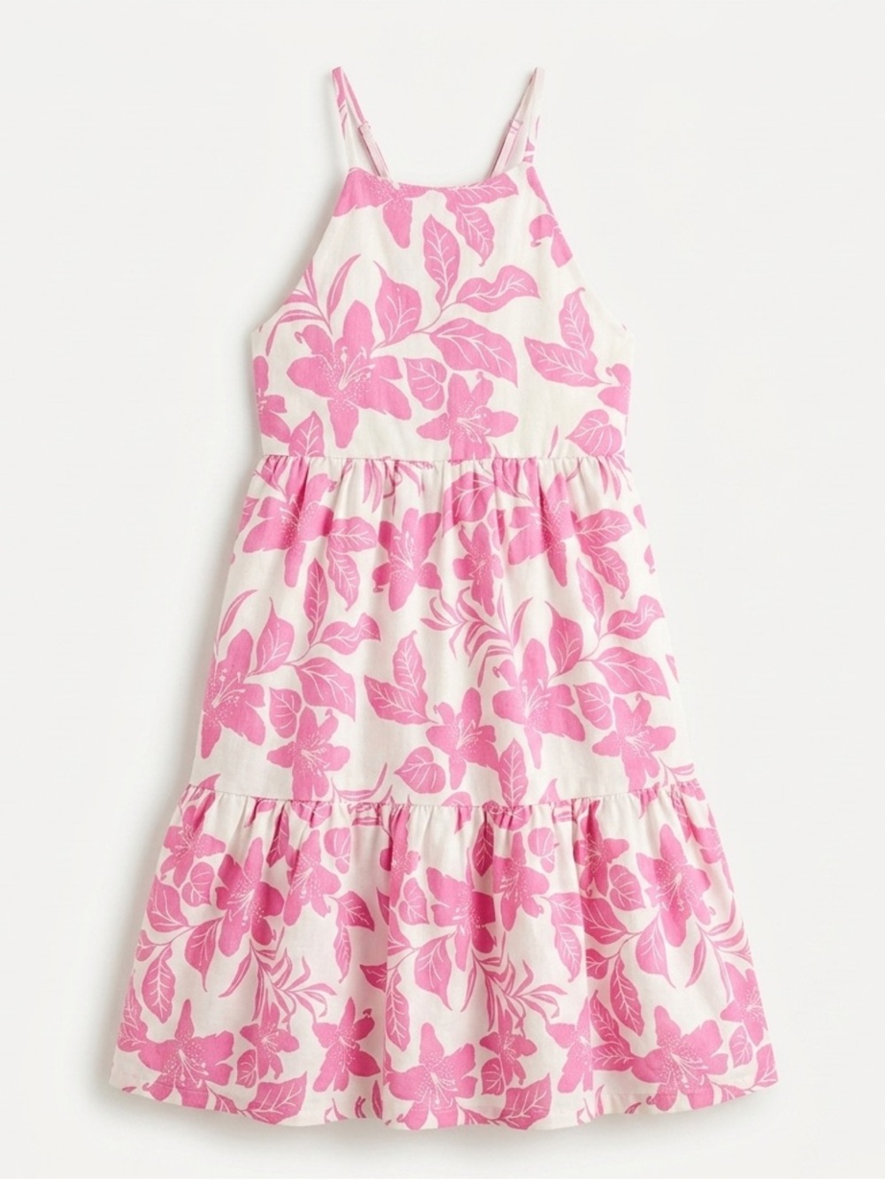 Zara Girls Floral Tiered Summer Dress Midi Size 8 Fun Soft Breezy cream pink